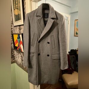 Frank & Oak Size 40 Regular Double-Breasted Topcoat Gray Pre-Owned